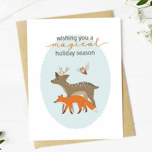 Card - "Wishing you a magical holiday season" Animals