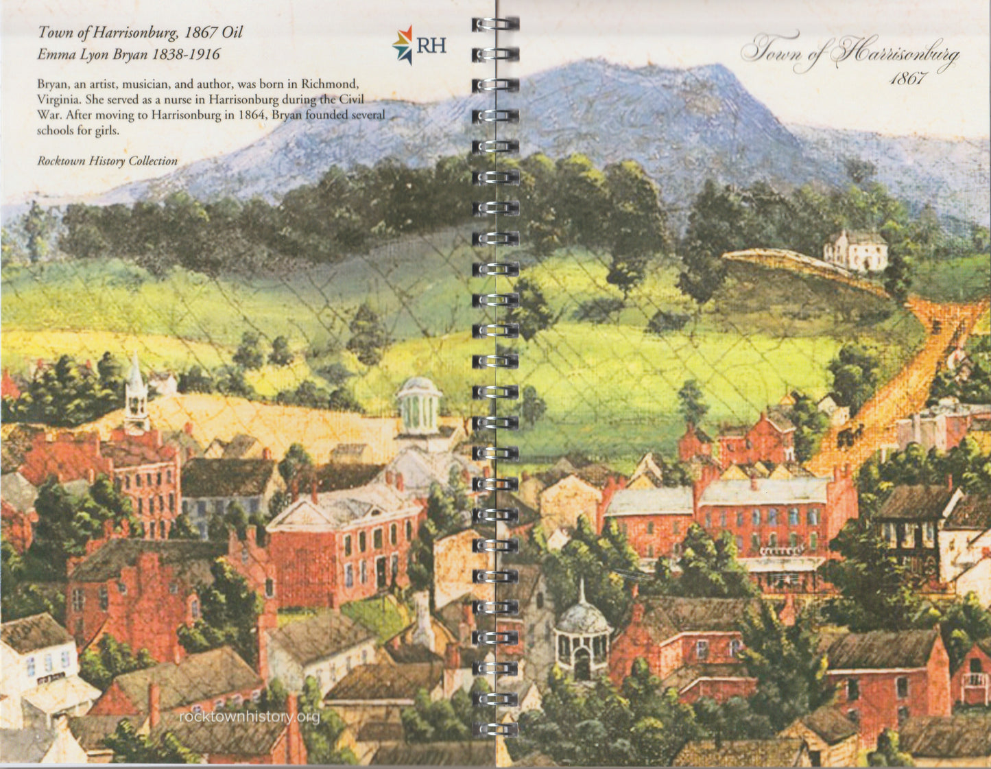 Harrisonburg 1867 Painting by Emma Lyon Bryan - Spiral Notebook
