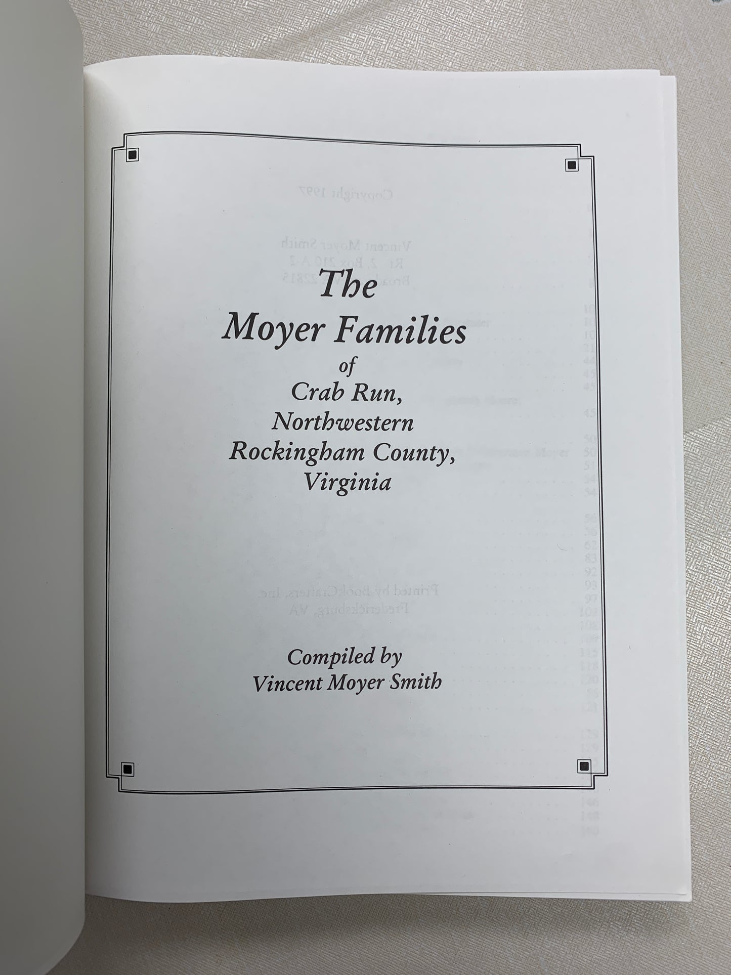 USED-Moyer Families of Crab Run, Northwestern Rockingham County, VA