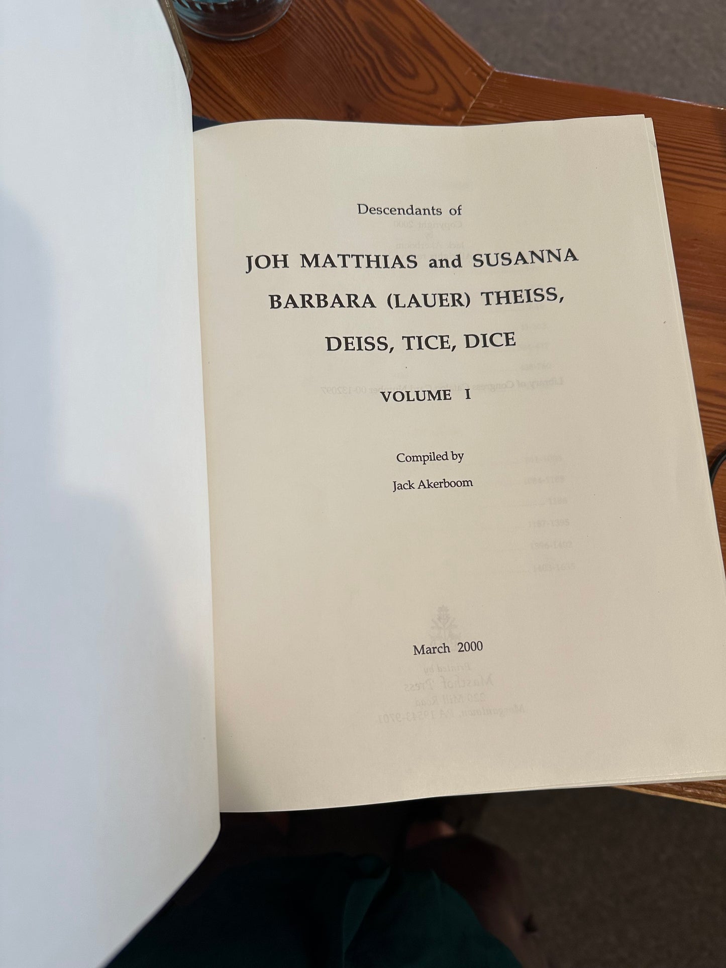 Descendants of Joh Matthias & Susanna Barbara (Lauer)... Rare genealogy 2 volume set