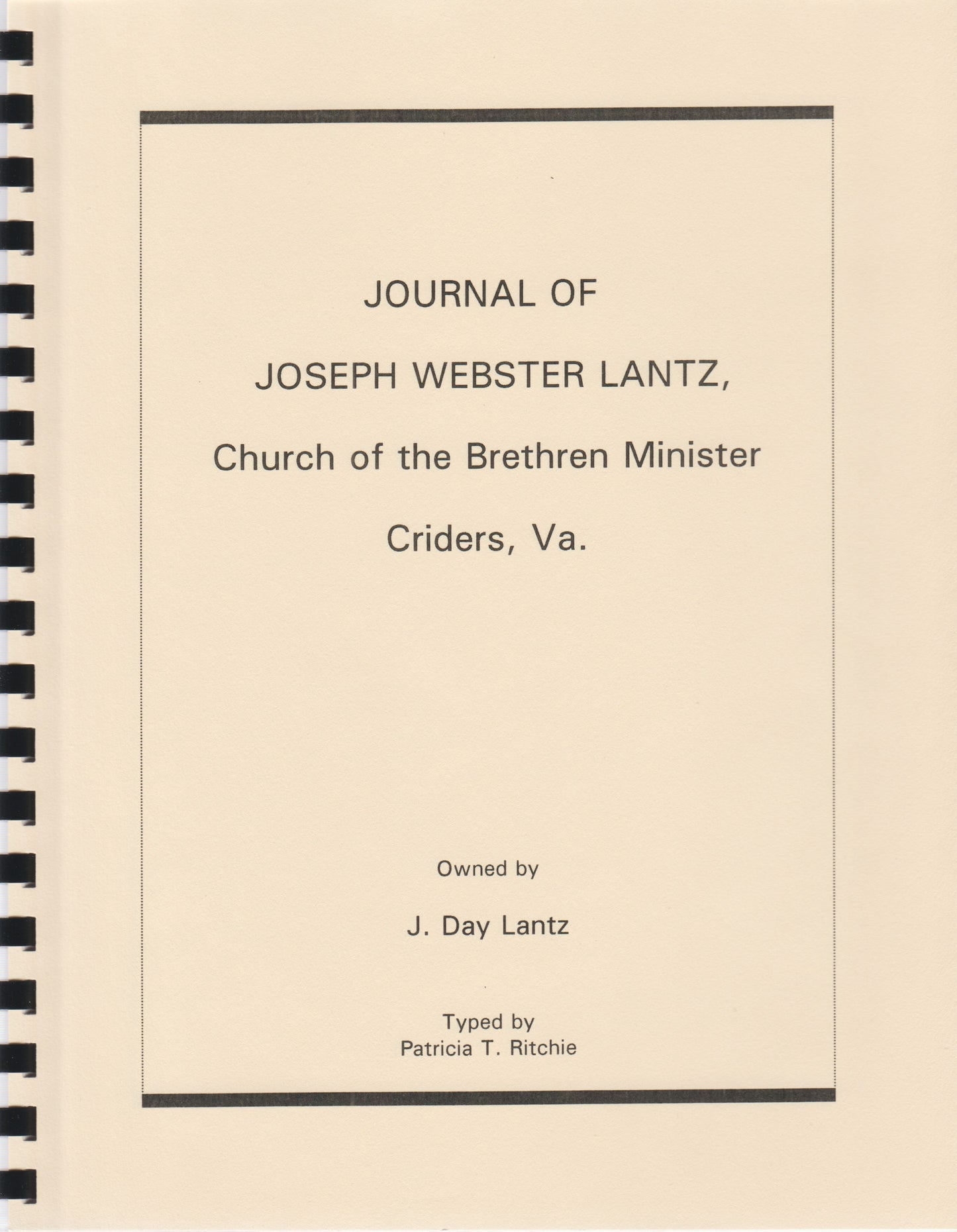 Journal of Joseph Webster Lantz