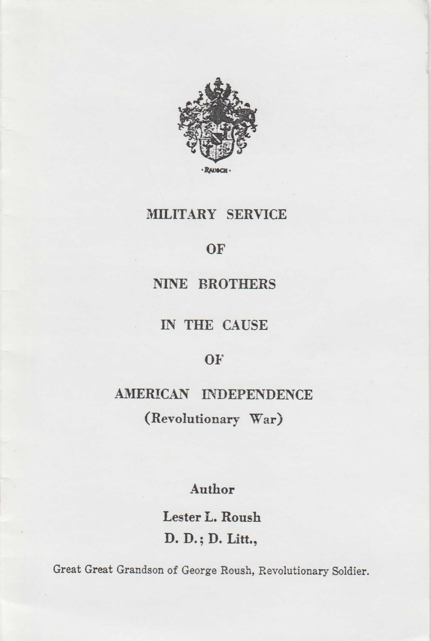 Military Service of Nine Brothers in the Cause of American Independence