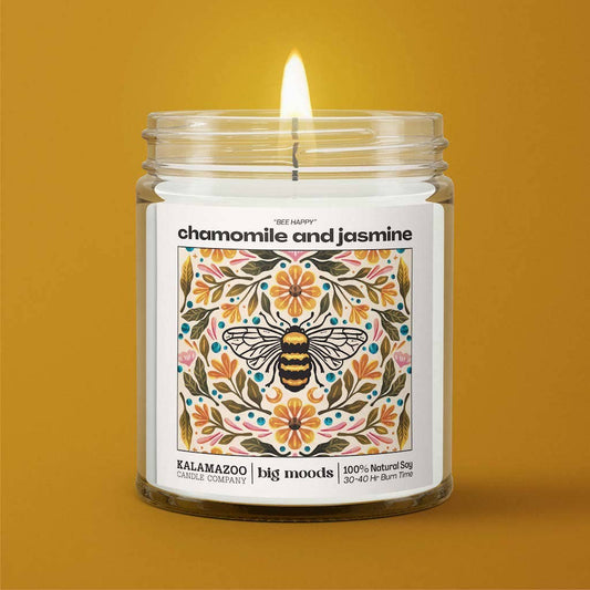 Candle Luxury Soy - "Bee Happy" Chamomile and Jasmine
